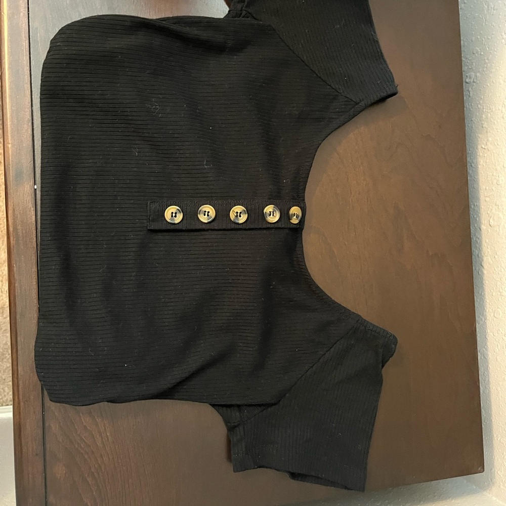 Derek Heart Black Ribbed Bodysuit